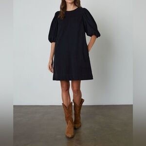 Velvet by Graham & Spencer Women's Puff Sleeve Corduroy Shift Dress NWOT